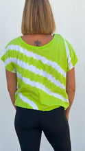 Rhinestone Feather Mask Green Tie Dye Stripe Crop Top