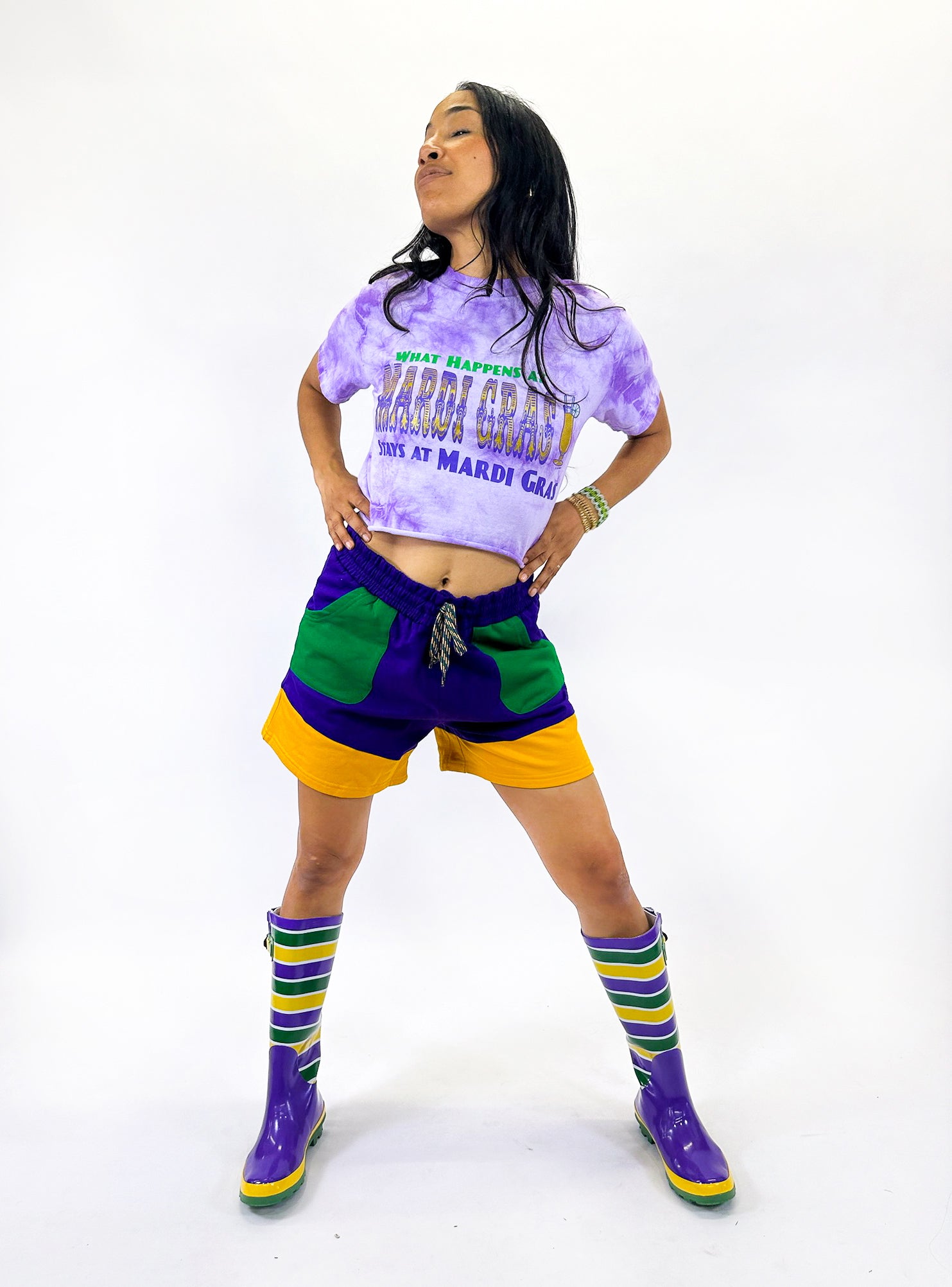 Unisex Striped Rain Boots - Adult – Mardi Gras Creations