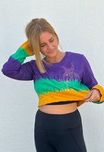 Rhinestone Jester Long Sleeve Tie Dye Crop Top