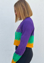Rhinestone Jester Long Sleeve Tie Dye Crop Top