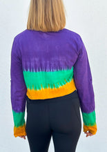Rhinestone Jester Long Sleeve Tie Dye Crop Top