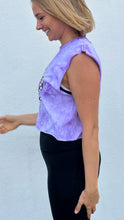 Harlequin Fleur de Lis Purple Tie Dye Tank Crop Top