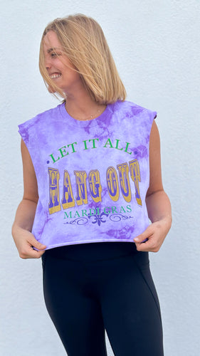 “Let It All Hang Out” Purple Tie Dye Tank Crop Top