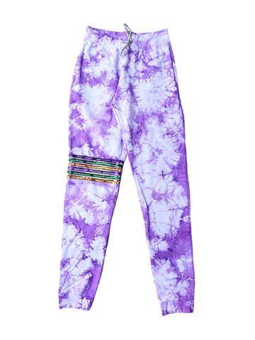 Pantalones de chándal de felpa francesa con lentejuelas tie-dye para adulto - Morado