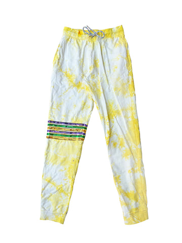 Pantalones de chándal de felpa francesa para adulto con lentejuelas y efecto tie-dye - Dorado