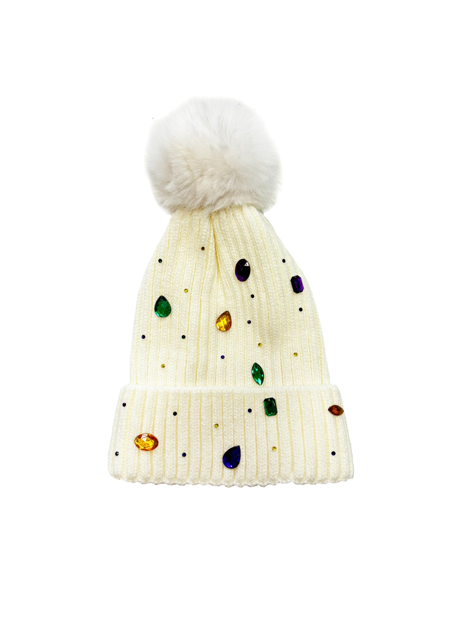 BOLLEY JOSS Womens Winter Beanies Glitter Sequins One Size White