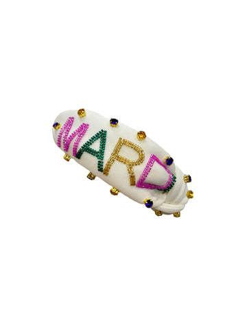 Mardi Gras Beaded Headband - White