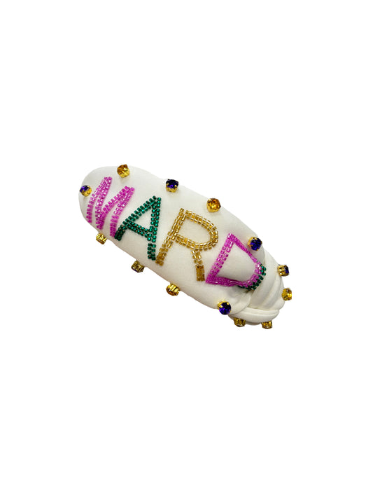 Mardi Gras Beaded Headband - White
