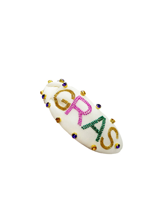 Mardi Gras Beaded Headband - White
