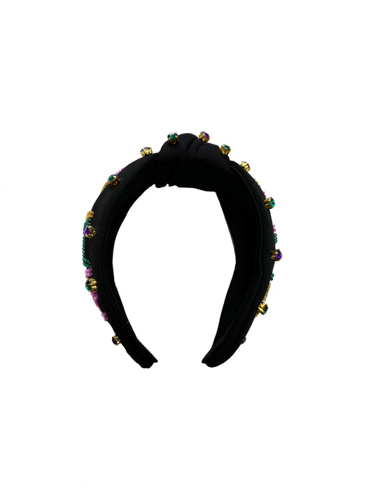 Mardi Gras Beaded Headband - Black