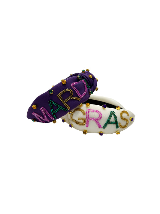 Mardi Gras Beaded Headband - Purple