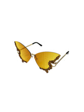 Butterfly Rhinestone Sunglasses - Gold