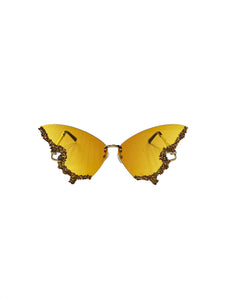 Butterfly Rhinestone Sunglasses - Gold