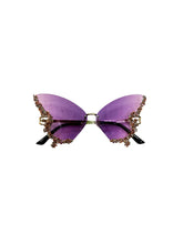 Butterfly Rhinestone Sunglasses - Purple