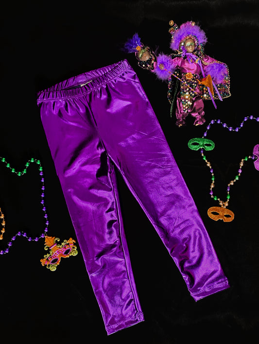 Leggings metálicos juveniles - Morado