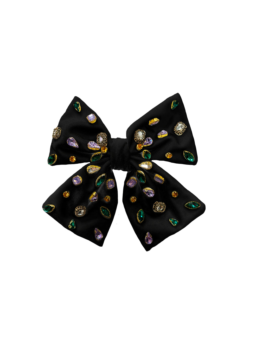 Bejeweled Velvet Bow - Black