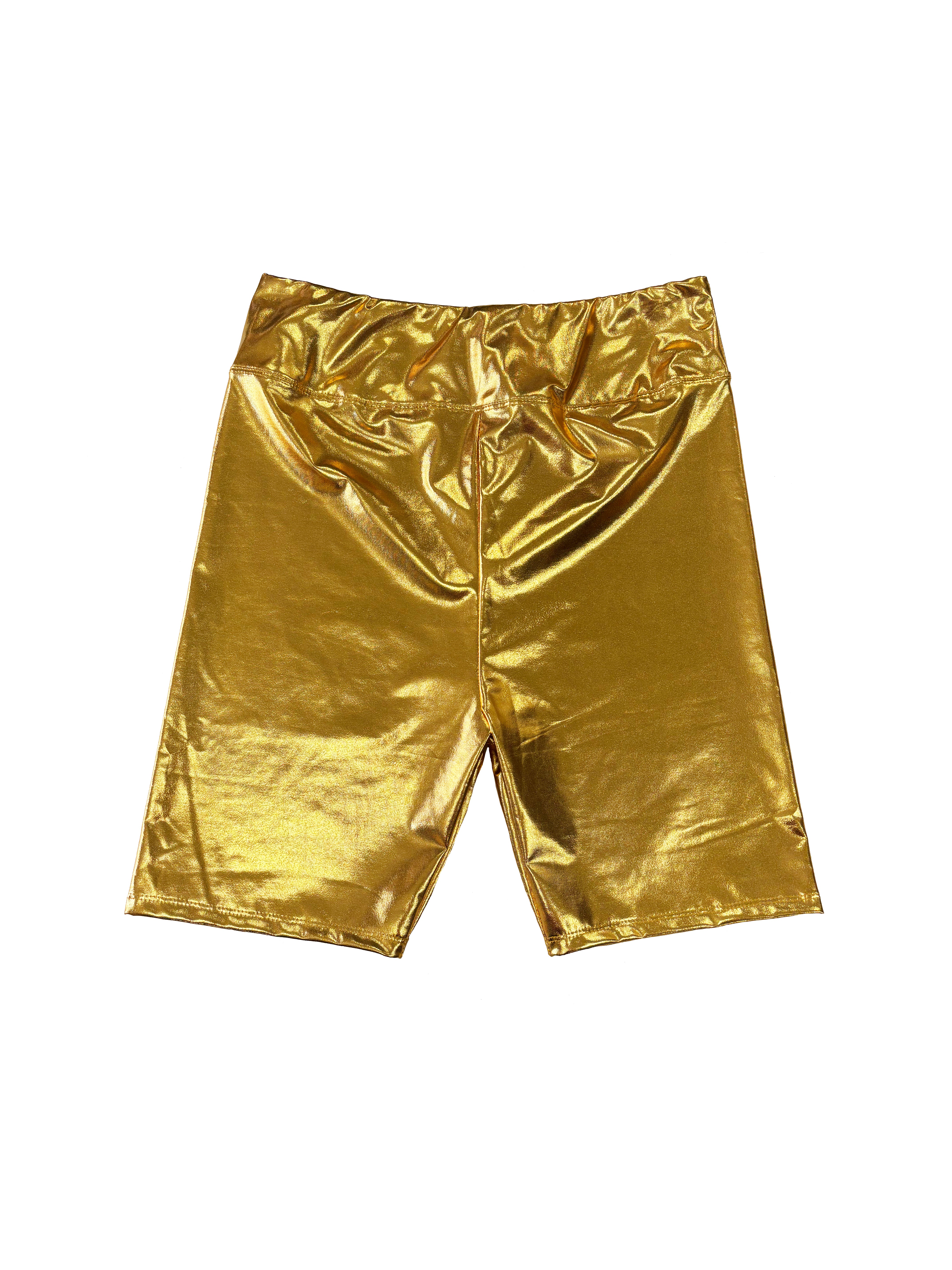 Adult Metallic Biker Shorts - Gold – Mardi Gras Creations
