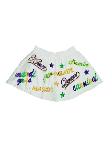 Jupe-short Explosion Mardi Gras pour jeune - Blanc