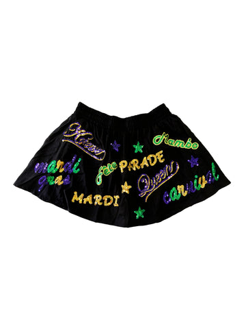 Jupe-short Explosion de Mardi Gras pour jeune – Noir