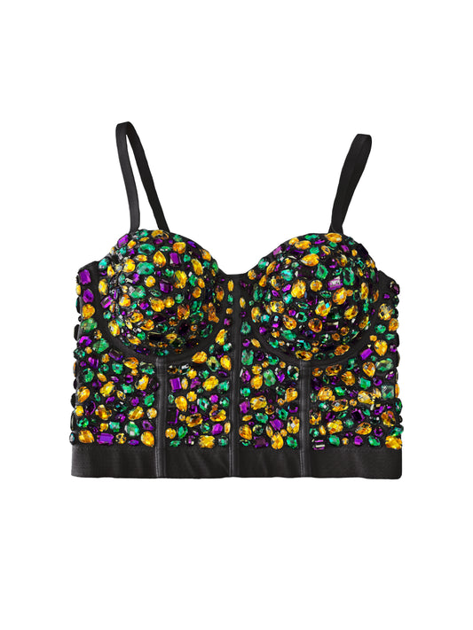 Rhinestone Bustier - Black