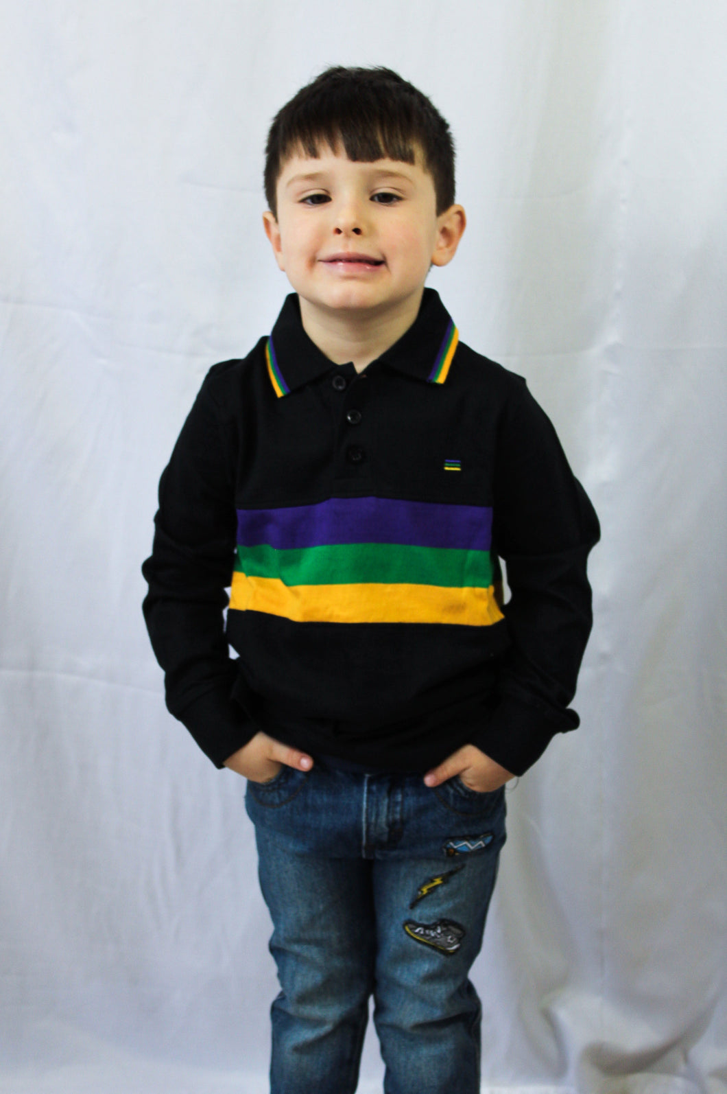 Black Chest Stripe Youth Long Sleeve