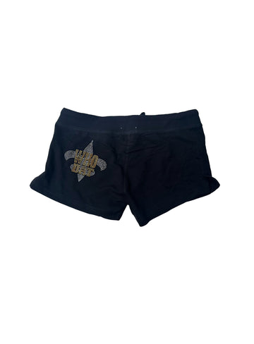 Pantalones cortos de salón de rinestones con flor de lis "Who Dat"
