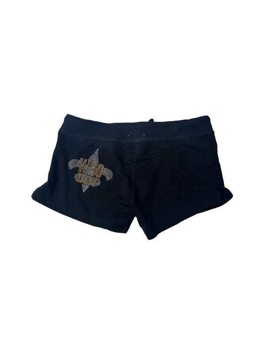 Pantalones cortos de salón de rinestones con flor de lis "Who Dat"