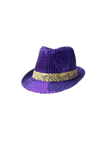 Purple and Gold Sequin Fedora