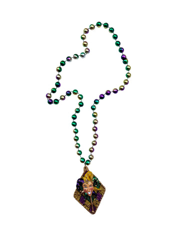 Glitter Harlequin Jester on Purple, Green, Gold Specialty Bead