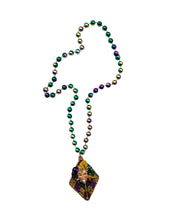 Glitter Harlequin Jester on Purple, Green, Gold Specialty Bead