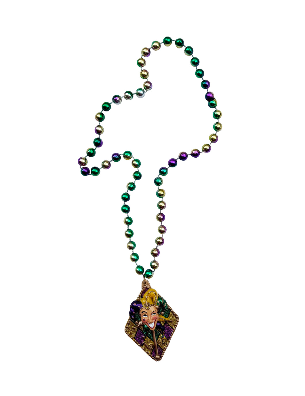Glitter Harlequin Jester on Purple, Green, Gold Specialty Bead