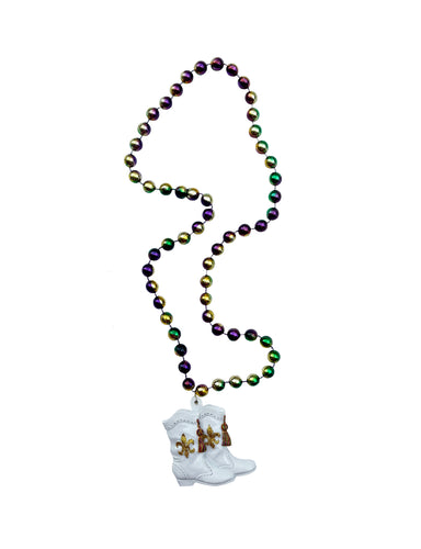 Marching Boots on Purple, Green, Gold Specialty Bead