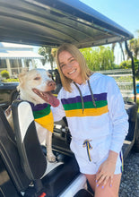 White Chest Stripe Junior/Misses Pullover Crop Hoodie