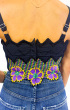 Black Floral Embroidered Crop Top