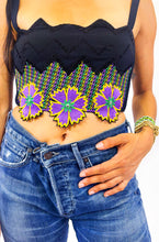 Black Floral Embroidered Crop Top