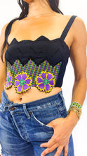 Black Floral Embroidered Crop Top