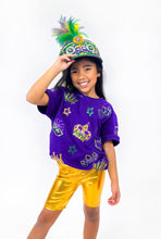Youth Short Sleeve Crown and Masks Lightweight Pullover – Purple