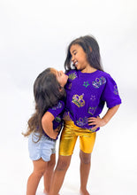 Youth Short Sleeve Crown and Masks Lightweight Pullover – Purple