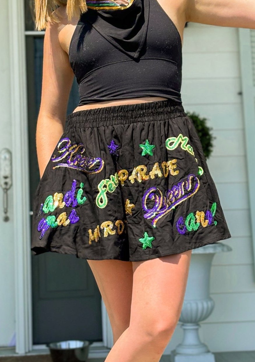 Adult Mardi Gras Explosion Skort - Black