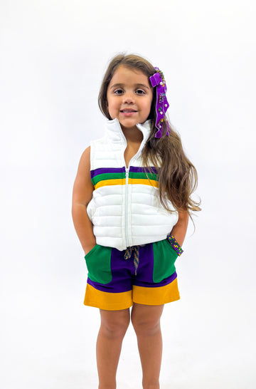Chaleco acolchado juvenil con raya blanca en el pecho