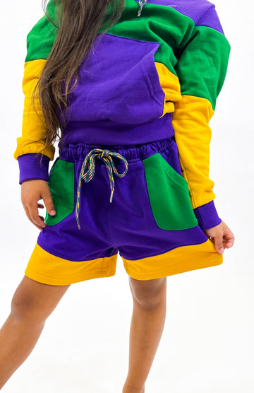 Pantalones cortos de rugby unisex con bloques de color para jóvenes