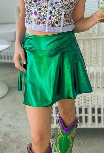 Jupe-short métallique adulte - Verte