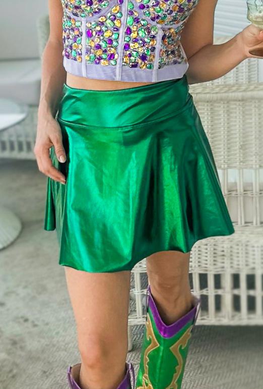 Falda pantalón metalizada para adultos - Verde