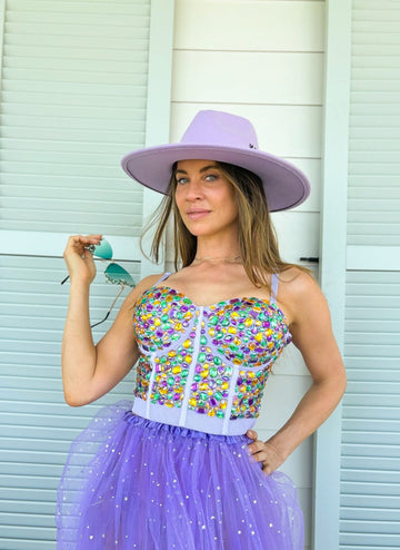 Rhinestone Bustier - Lavender