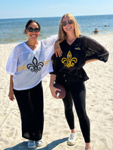 White, Black, and Gold Fleur de Lis Stripe Game Day Jersey