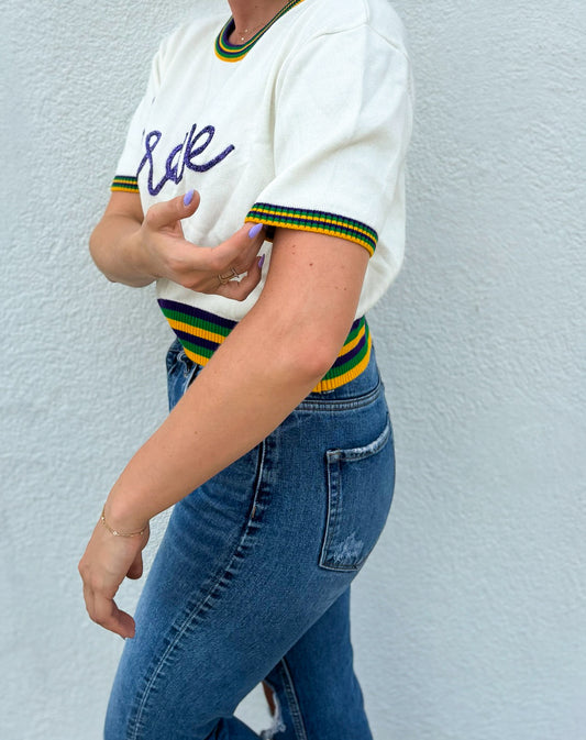 Adult Short Sleeve Tinsel Crop - Krewe