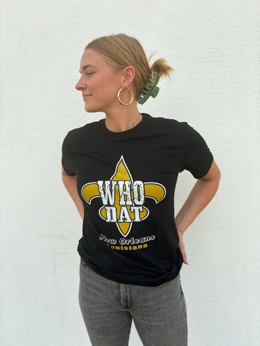 T-shirt Fleur de Lys Dorée avec Who Dat