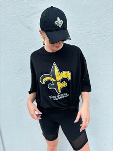 Black & Gold Half and Half Fleur de Lis T-shirt