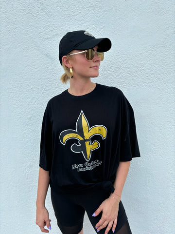 T-shirt bicolore noir et or à fleur de lys