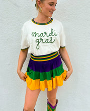 Adult Short Sleeve Tinsel Crop - Mardi Gras